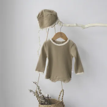MILANCEL yenidoğan bebek giysileri saf pamuk bebek bodysuit tatlı bebek kız şapka sonbahar bebek erkek giyim ile giydirin