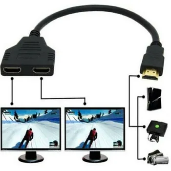 RYRA 1080P HDMI uyumlu Splitter Bağlantı Noktası Kablosu Adaptörü Dönüştürücü 1 Giriş Erkek 2 Çıkış Kadın Oyunları Multimedya Cihazları