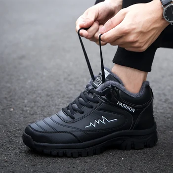 Erkekler Kış Kar Süper Sıcak Peluş Kürk Ayak Bileği yürüyüş ayakkabıları Botas deri Sneakers Açık Iş Güvenliği kaymaz Ayakkabı Boyutu 39-45