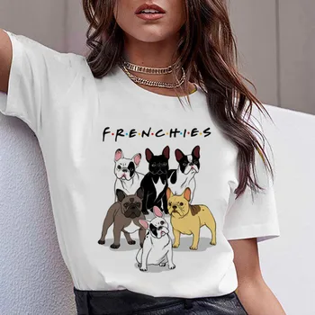 Kadınlar Sevimli Dachshund Pug Teckel Komik T Shirt Harajuku Fransız Bulldog Frances Alman Çoban T-shirt Çukur Boğa Tişört Üst Kadın