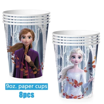 Disney Dondurulmuş 2 Tema Elsa Anna Doğum Günü Partisi Dekorasyon Tek Kullanımlık Sofra Kar Kraliçesi Kağıt Bardak Tabak Parti Malzemeleri Balon