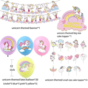 Unicorn Parti Malzemeleri Premium Unicorn Doğum Günü Partisi Süslemeleri Kızlar Doğum Günü Malzemeleri Balonlar Afiş Kek Sofra Dekor