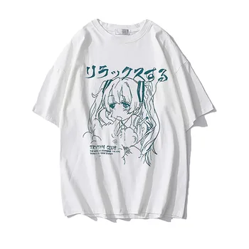 Kadın T Shirt Y2k Harajuku Giyim Grafik Kawaii Büyük Boy T Shirt Anime Baskı Streetwear T Gömlek Casual Grunge Tops