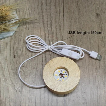 USB 10CM LED teşhir tabanı Tutucu Topu Kristal Küre DIY Aydınlatma Aksesuarları 3D Ahşap Lamba Tabanı Yuvarlak Sıcak Gece Lambası