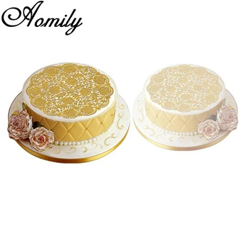 Aomily 18cm Yuvarlak silikon kalıp Düğün Pastası Dekorasyon Aracı Güzel Çiçek Dantel Fondan Kalıp Buzlanma Mat Pad Pasta Pişirme Aracı