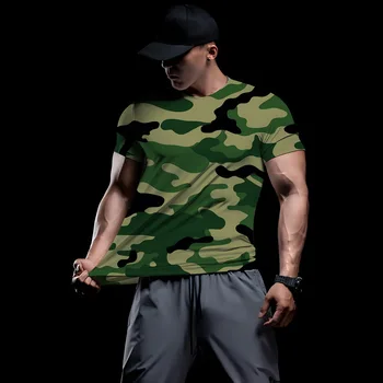 Kamuflaj Taktik GÖmlek Kısa Kollu erkek Hızlı Kuru Savaş T-Shirt Askeri Ordu T Shirt Camo Açık Yürüyüş Avcılık Tees