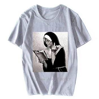 Rahibe Orta Parmak Tutum T Shirt Erkek Kadın Unisex Üst Erkekler O-Boyun Kısa Kollu Tişört Pamuk Tees Streetwear