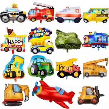 1 Adet Karikatür Araba itfaiye kamyonu Otomatik Tren Folyo Balonlar Hediyeler Bebek Duş Doğum Günü Partisi Dekorasyon Çocuk Topları Helyum Globos Oyuncaklar
