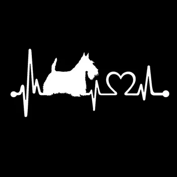 17.8 * 7.7 CM Scotty İskoç Terrier Kalp Atışı Köpek çıkartma Karikatür hayvan araba aksesuarları C6-1146