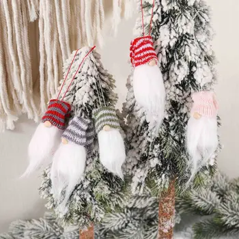 5 adet / takım Noel Gnome Santa Örme Peluş Noel Ağacı Süsleme Asmak Kolye Meçhul oyuncak bebek Yeni Yıl ev Dekoru Navidad