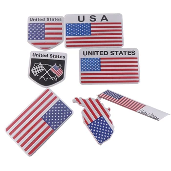 Alüminyum Alaşım ABD Amerika Birleşik Devletleri Amerikan Bayrağı Sticker Logo Araba Oto Spor Rozeti Krom Amblem Çıkartmaları Araba Styling