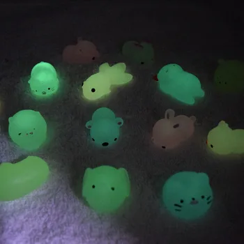 Glow Mochi Yumuşacık Kawaii Oyuncaklar Antistres Fidget Oyuncak Dekompresyon Yumuşak Yapışkan Stres giderici Sevimli Hayvan Mochi Oyuncaklar Komik Hediye