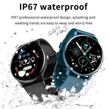 2021 Moda Tam dokunmatik ekranlı akıllı saat Kadın Kalp Hızı Çok Fonksiyonlu Spor Spor Su Geçirmez Smartwatch Erkekler Kadın + Kutu