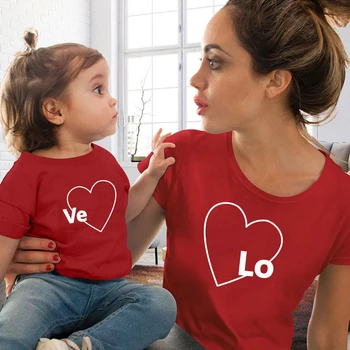 Moda Aile T-shirt anne ve ben elbise anne kızı aşk baskı Üstleri Moda Pamuk Aile Bak Erkek Kız Giysileri