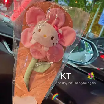 Kawaii Hello Kitty peluş oyuncaklar Bebek Kolye Buket Hediye Sanrio Kuromi Cinnamoroll Güneş Çiçek Ev Dekorasyon Çanta Anahtarlık Hediye