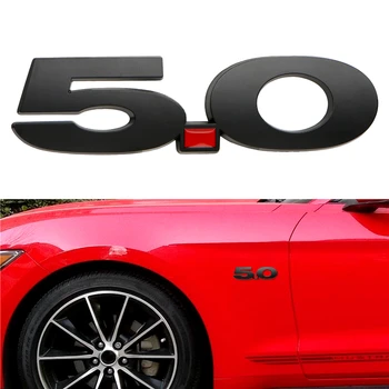 1 Adet Siyah / Gümüş Evrensel 3D 5.0 logo çıkartması Amblem Rozet Çıkartması Araba Gövde Yan Çamurluk Dekorasyon Trim Ford Mustang İçin 15-17