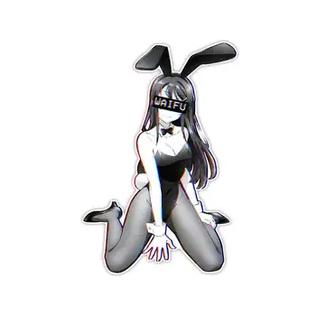1 adet 13cm x 8.8 cm Mai Waifu Tavşan Kulaklar Su Geçirmez VAN Araba Çıkartmaları Anime Cam Kişilik Karikatür Gövde Çıkartması