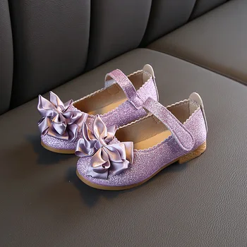 Yaz Yay-düğüm Kız Prenses Ayakkabı Kore Moda Rahat Tatlı Kız deri ayakkabı Yumuşak Alt Çocuklar Çocuklar İçin Glitter Ayakkabı
