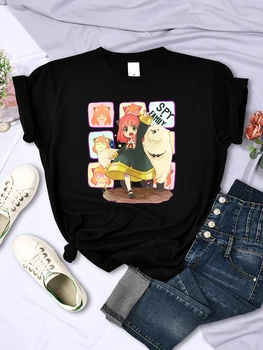 Casus X Aile Komik Sanat Anime Baskı Kadın T-Shirt Yaz O-Boyun T Shirt Sokak Hip Hop Kore Giyim Nefes Spor Kpop