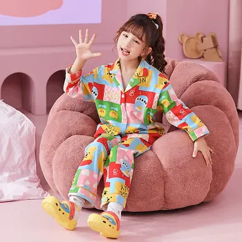 Sanrio Anime Kuromi Melodi Cinnamoroll Çocuk Pijama Sevimli Karikatür Uzun Kollu Pantolon Kawaii Kız Giyim Pijama Pijama
