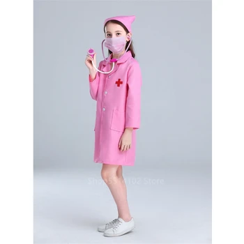 Çocuk Cerrahi Üniforma Cosplay Kostüm Doktor Hemşire Cadılar Bayramı Çocuk Hastane Çapraz Veteriner Kıyafeti Kız Erkek Karnaval Parti Giyim