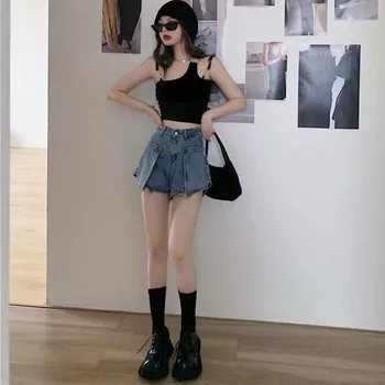 Streetwear Kot Kadın Yüksek Bel Vintage Moda Patchwork Kot Pantolon Kadın Harajuku Gevşek Geniş Bacak Pantolon 2021 Yaz Yeni