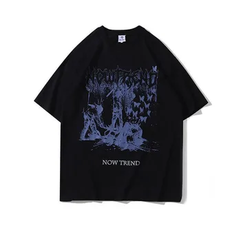 Y2k Goth Retro Baskı T-shirt Punk Harajuku Büyük Boy Kısa Kollu Üstleri Kpop Kore Moda Unisex Streetwear Yaz 2022