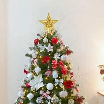 Noel Ağacı Topper Yıldız Simli Altın Yıldız Ağacı Topper Süs Noel Festivali Parti Yeni Yıl Ev DIY Süslemeleri