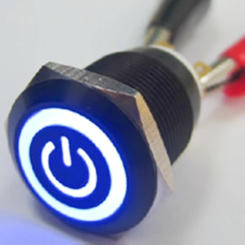 ELEWIND 19mm ışıklı güç sembolü Mandallama Anlık (1NO1NC) basmalı düğme anahtarı ( PM193F-11ZET / B/12 V / A Siyah yüzey )