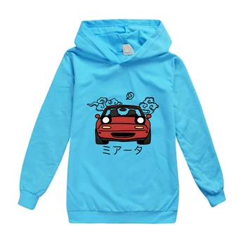 Anime İlk D Hoodie Çocuklar Drift Japon AE86 Baskı Tişörtü Kız / Erkek Polyester pamuklu giysiler Çocuk Giyim 2-15Y