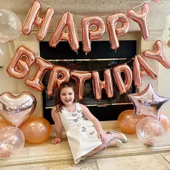 Gül Altın Tema Doğum Günü Partisi Dekoru Balonlar 40 inç Numarası Folyo Balon Kız Bebek Doğum Günü Düğün Gelin Duş Parti Sup