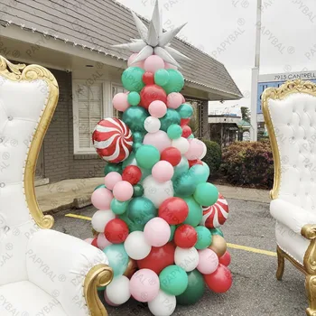 Mutlu Yeni Yıl 5/10/12 inç Yeşil Kırmızı Lateks Balonlar Dekor Merry Christmas Dekorasyon 2023 Ağaç Şekli Bebek Duş Çocuk Oyuncakları