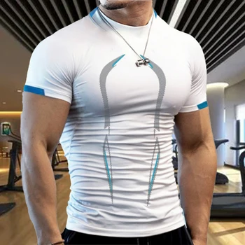 Yaz Spor Gömlek Spor T Shirt Erkek Çabuk Kuruyan Koşu Gömlek Erkekler Egzersiz Eğitimi Tees fitness giysileri Üstleri Hızlı Kuru T Shirt