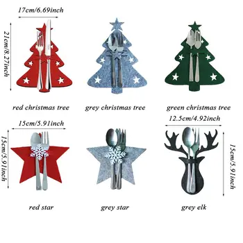 4 adet 42 Noel bıçak ve çatal, elk Noel ağacı tasarım, yıldız kar tanesi çatal, mutfak sofra dekorasyon