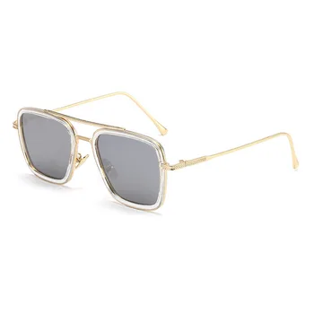 Klasik Erkekler Kare Güneş Gözlüğü Marka Tasarım Erkek Metal Gözlükleri Vintage UV400 Shades Gözlük Oculos de sol
