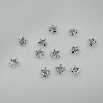 50 adet/grup 6.3 mm metal yıldız boncuk takı yapımı için bulgular dıy charms spacer boncuk kolye bilezik küpe aksesuarları