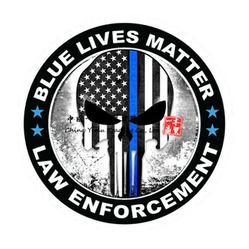 Mavi Lives Matter İnce Çizgi Punisher Sert Şapka Sticker Polis Memuru Çıkartması