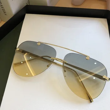 2020 Vintage çerçevesiz alaşım havacılık pilot güneş gözlüğü erkekler için marka degrade güneş gözlüğü kadın metal boy oval shades UV