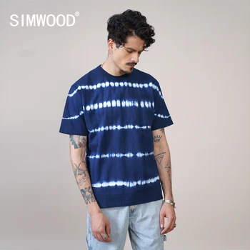 SIMWOOD 2022 Yaz Yeni Kravat Boya Büyük Boy erkek T-shirt %100 % Pamuk Gevşek Artı Boyutu Üstleri Yüksek Kaliteli Tişörtleri SK170519