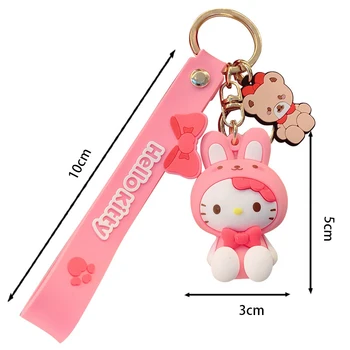Moda Kawaii Kuromi Melodi Cinnamoroll Hello Kitty Pompompurin Anahtarlık Sanrio Anime okul çantası Charm Karikatür Anahtar halka kolye