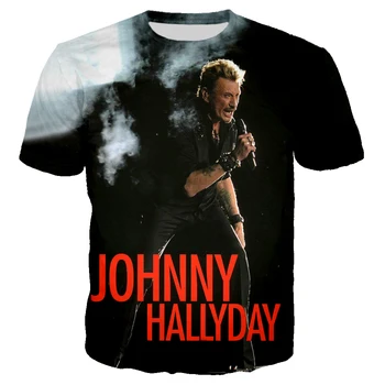 Yeni Pop Şarkıcı Johnny Hallyday 3D baskılı tişört Erkekler Kadınlar Kaya Moda Rahat Streetwear Giyim Hip Hop Harajuku Tee Tops