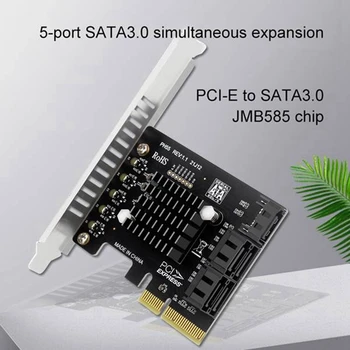 PCI-E SATA Kartı PCI-E X4 5-Port SATA 3.0 Genişletme Kartı Masaüstü Bilgisayarlar İçin Jmb585 Destekler Mac Os Windows Linux
