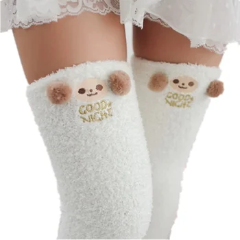Japon Mori Kız Hayvan Modelleme Diz Çorap Çizgili Sevimli Sıkıştırma Sonbahar Kış Sıcak Çorap Kawaii Rahat Uzun Uyluk Yüksek Çorap
