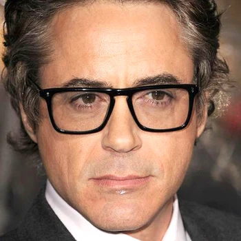 Demir Adam Gözlük Çerçevesi Dikdörtgen Kare Asetat Çerçeve Erkekler için Siyah Reçete Gözlük Çerçevesi Robert Downey Jr. gözlük