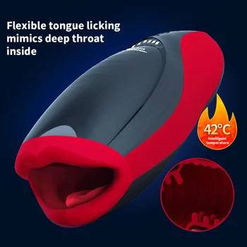 Erkek Masturbator kupası akıllı ısıtma Pussy ağız oral seks mastürbasyon Oral Seks emme derin boğaz yetişkin oyuncaklar erkekler için