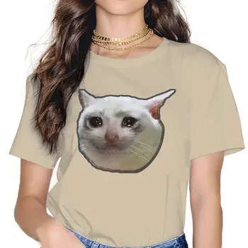 Ağlayan Hip Hop TShirt Üzgün Kedi Meme Zorla Gülümseme Streetwear 5XL T Shirt Kadın Tee Özel Hediye Elbise