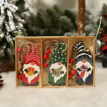 9 adet Noel Cüceler Ahşap Kolye Noel Süslemeleri Ev İçin Noel Ağacı Noel Süsler Navidad Dekor Yeni Yıl Hediye