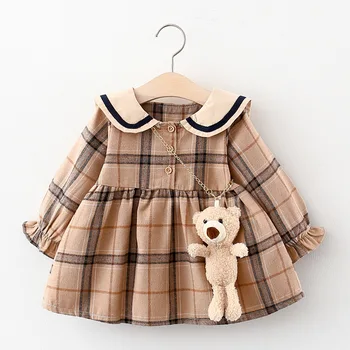 Bebek Bebek Kız Giysileri Set 2022 Sonbahar Çocuk Giysileri Rahat Uzun Kollu Ekose Elbise Takım Elbise Çocuk Giyim Kızlar İçin Elbiseler