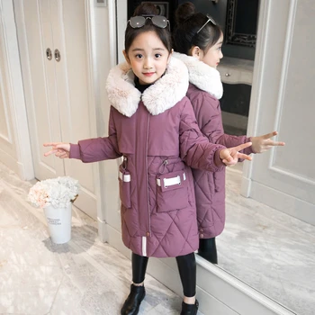 2022 yeni marka Çocuk Kız Ceket Kalın Uzun Kış sıcak tutan kaban Moda parka Kapşonlu Kabanlar Giyim Çocuk kız giyim