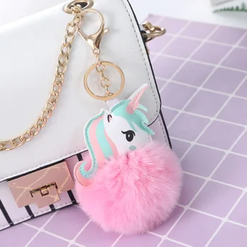 Taklit Tavşan Kürk Moda Anahtarlık Baykuş Tilki Taklidi Takı Unicorn Anahtarlık Bayanlar kız çocuk çantası Cep Telefonu Araba Dekorasyon